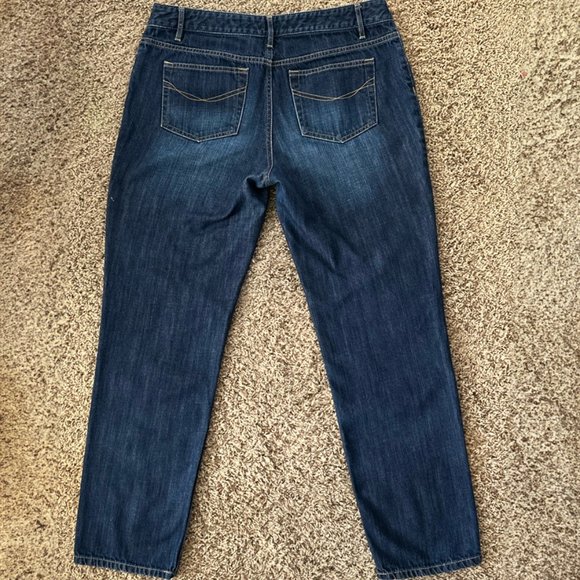 J. Jill Womens Boyfriend Straight Leg Jeans Blue Stretch Dark Wash Mid Rise 8 - Picture 2 of 4